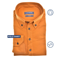 Ledûb Tricot Long Sleeve Button-Down Slim Fit Poloshirt Dark Yellow
