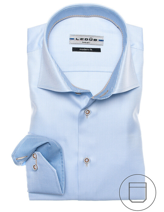 Ledûb Two-Ply Collar Contrasted Shirt Light Blue