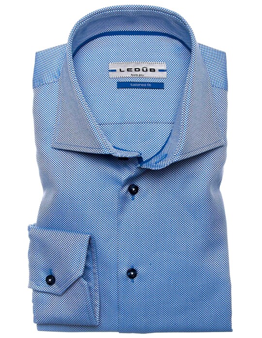 Ledûb Two-Ply Fine Structure Shirt Mid Blue