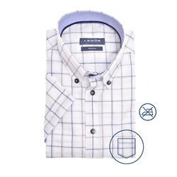 Ledûb Two-Tone Check Button-Down Modern Shirt White