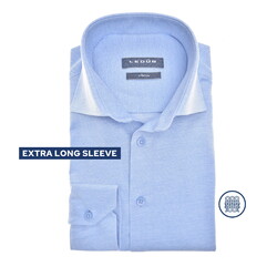 Ledûb Uni Color Extra Long Sleeve Cotton Tricot Overhemd Midden Blauw