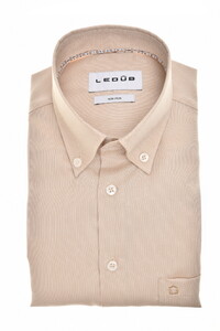 Ledûb Uni Color Pure Cotton Non-Iron Button-Down Overhemd Licht Bruin