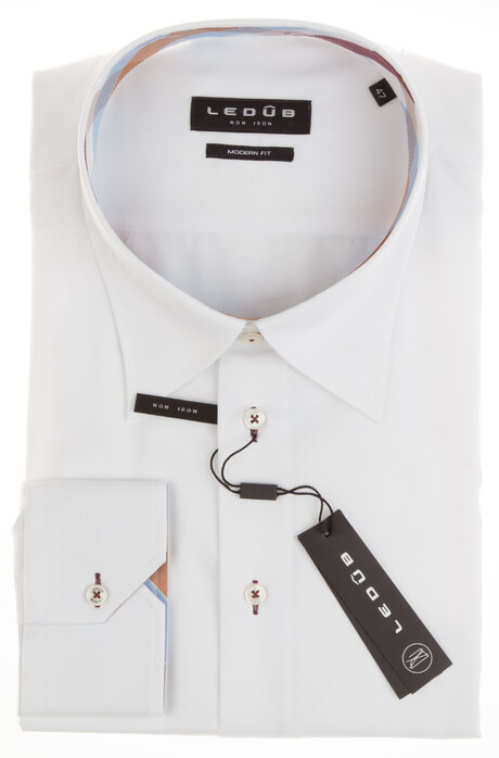 Ledûb Uni Contrast Shirt White-Brown