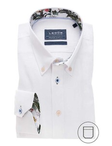 Ledûb Uni Flower Garden Contrast Button-Down Tailored Fit Overhemd Wit