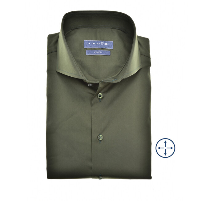 Ledûb Uni Stretch Cutaway Modern Fit Overhemd Groen