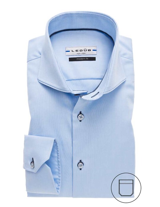 Ledûb Uni Subtle Contrast Shirt Light Blue