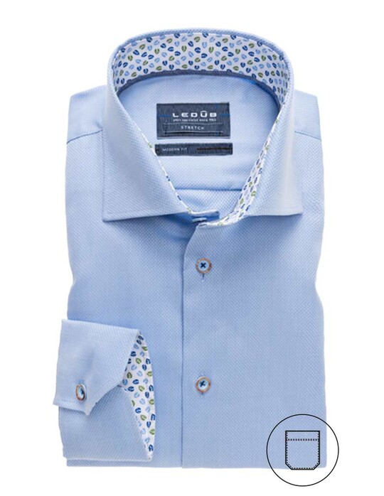 Ledûb Uni Textured Stretch Shirt Light Blue