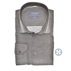 Ledûb Vague Houndstooth Stretch Semi-Spread Modern Fit Shirt Grey