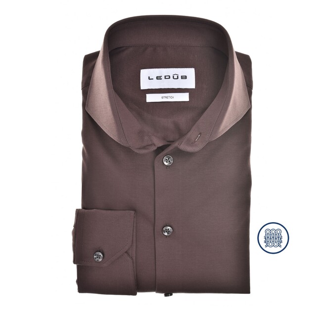 Ledûb Versatile Tricot Shirt Dark Brown Melange