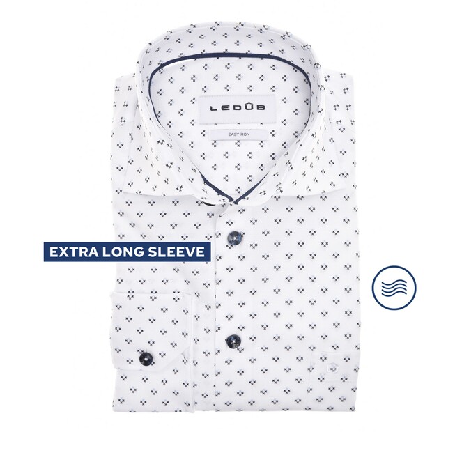 Ledûb White Canvas Graphic Shirt White-Blue