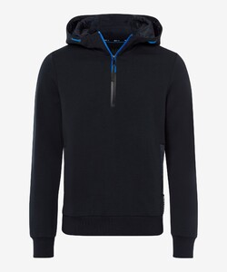 Levin Hoodie Zipper Spory Details Brax Lab Pullover Midnight Navy