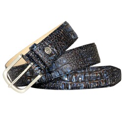 Lindenmann Faux Croc Leather Belt Navy-Brown
