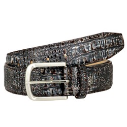 Lindenmann Faux Croc Leather Riem Grijs-Bruin
