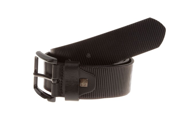 Lindenmann Ribbed Leather Belt Black