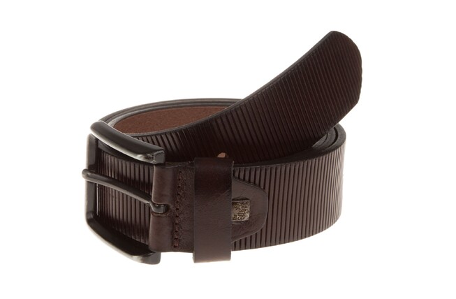 Lindenmann Ribbed Leather Belt Dark Brown Melange