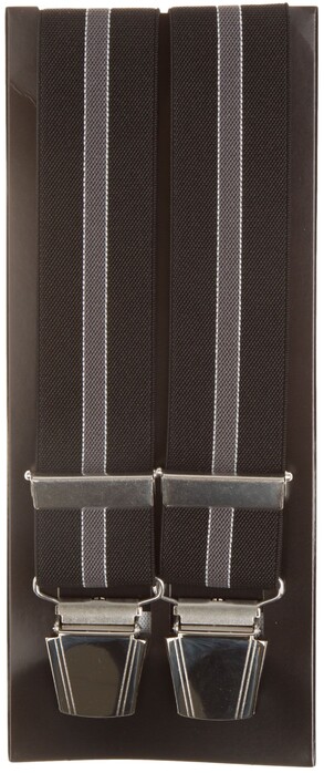 Lindenmann Thick Stripe Suspenders Black-Grey