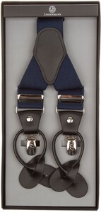 Lindenmann Y-Shape Leather Suspenders Marine