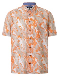 Maerz Abstract Fantasy Leaves Pattern Cotton Poplin Overhemd Tangerine