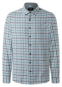 Maerz Allover Check Button-Down Light Flannel Shirt Deep Sea