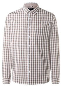 Maerz Allover Check Cotton Poplin Easy Care Overhemd Brown Stone