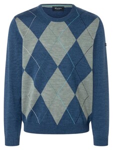 Maerz Argyle Check Merino Superwash Trui Deep Sea