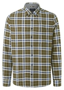 Maerz Button-Down Check Light Flannel Shirt Earthy Green