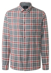 Maerz Button-Down Check Light Flannel Shirt Red Fire