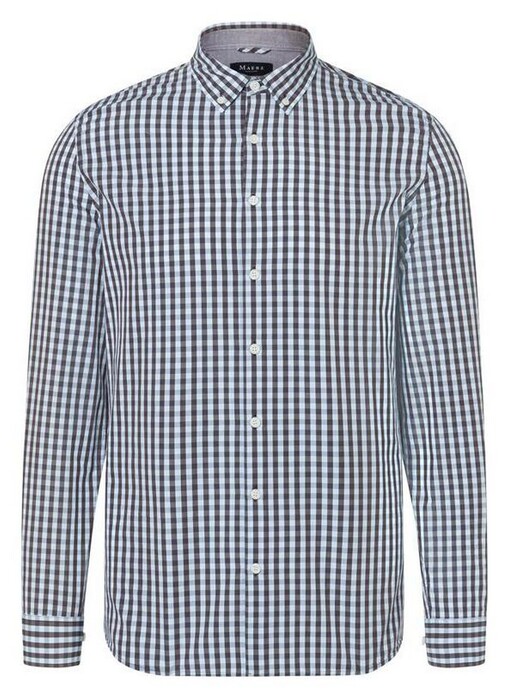 Maerz Button-Down Duo Check Shirt Chocolate