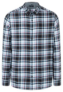 Maerz Button Down Light Flannel Cotton Check Shirt Tree Bark