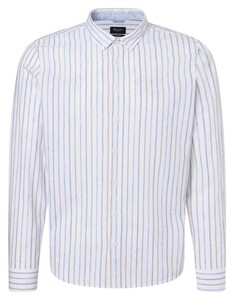 Maerz Button-Down Multi Stripe Cotton Linnen Overhemd Shades Of Blue