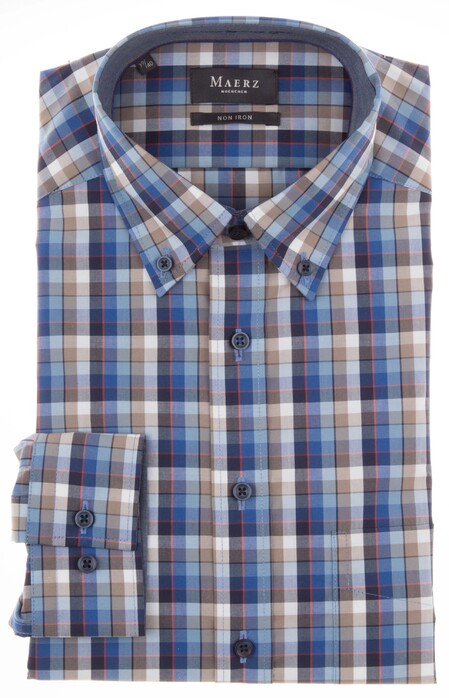 Maerz Button-Down Multicolor Check Overhemd Blue Moon