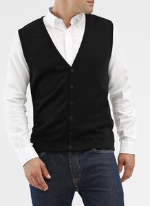 Maerz Button Merino Superwash Vest Zwart