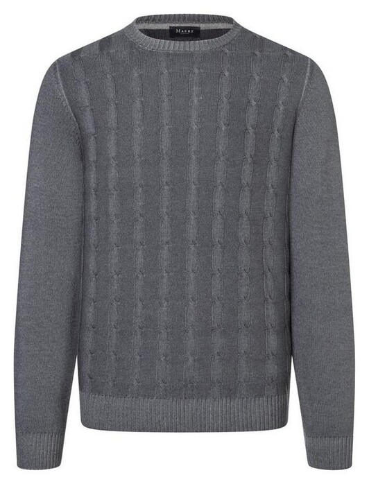 Maerz Cable Knit Extrafine Merino Garment Dye Trui Grey Rock