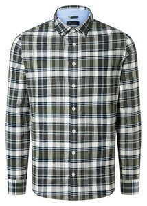 Maerz Check Button Down Comfort Stretch Overhemd Green Hummus