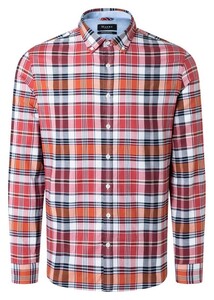 Maerz Check Button Down Comfort Stretch Shirt Dried Beetroot