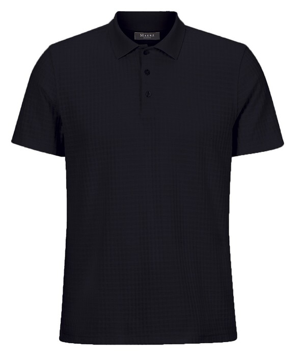Maerz Check Structure Button Polo Navy
