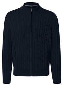 Maerz Cotton Cardigan Zip Cable Knit Navy