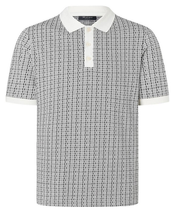 Maerz Cotton Jacquard Fantasy Pattern Polo Off White