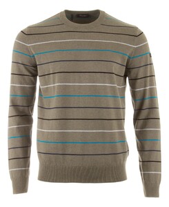 Maerz Cotton Knit Crew Neck Stripe Pattern Trui Leaf