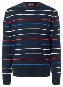 Maerz Cotton Knit Crew Neck Stripe Pattern Trui Navy