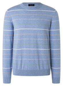 Maerz Cotton Knit Crew Neck Stripe Pattern Trui Shades Of Blue