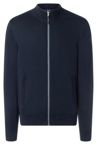 Maerz Cotton Knit Zip Stand-Up Collar Vest Navy