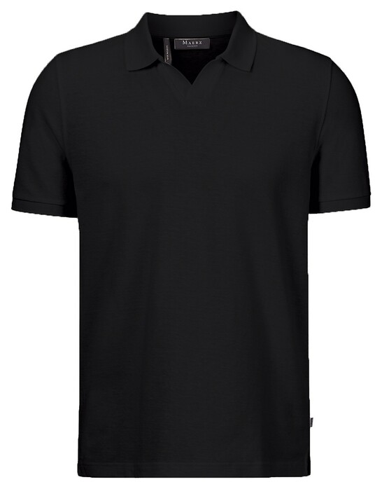 Maerz Cotton Linen Mix Poloshirt Black