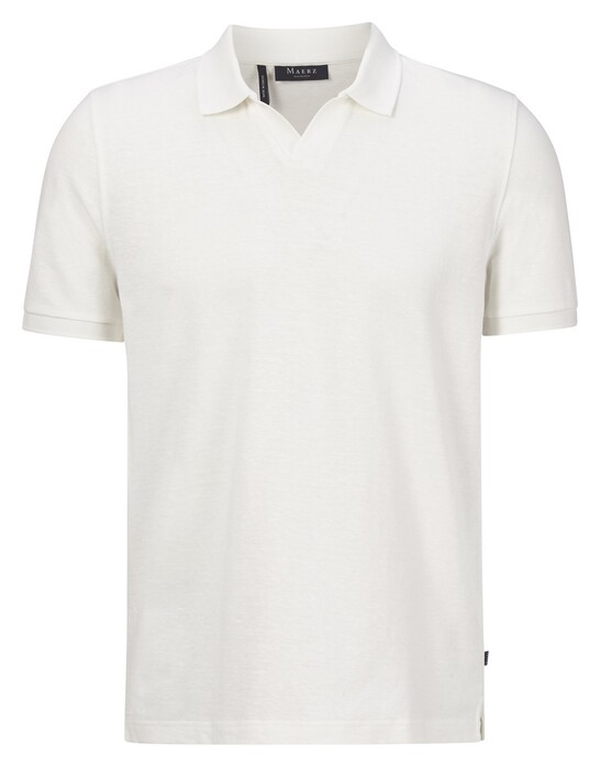 Maerz Cotton Linen Mix Poloshirt Clear White