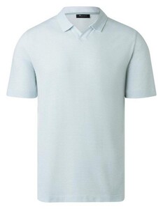 Maerz Cotton Linen Subtle Stripe No Button Collar Poloshirt Iced Mint