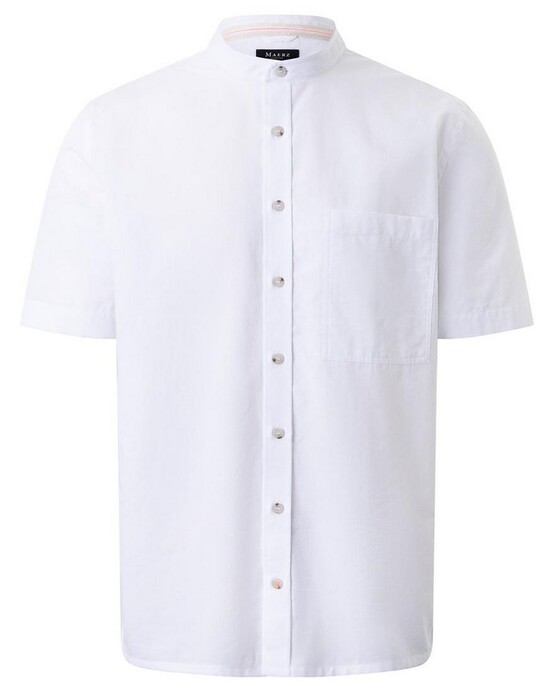 Maerz Cotton Linen Uni Short Sleeve Shirt Pure White