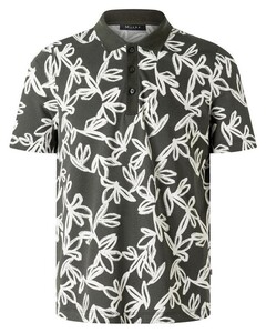 Maerz Cotton Piqué Fantasy Leaf Pattern Poloshirt Grape Leaf
