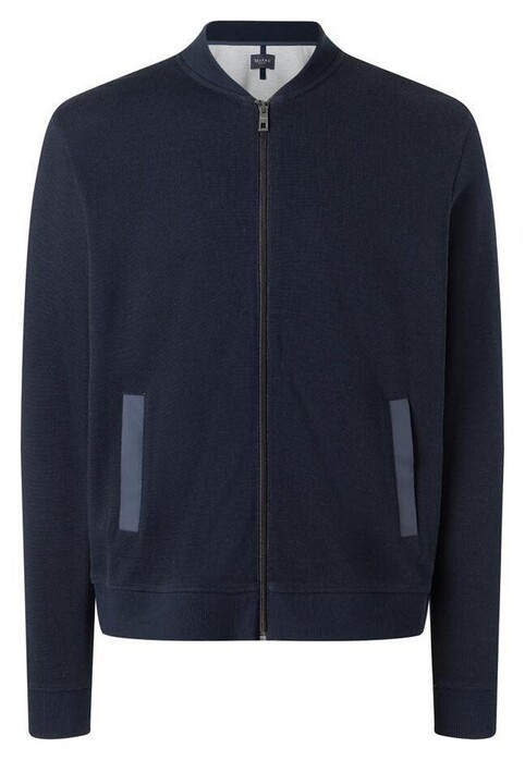 Maerz Cotton Stretch College Collar Cardigan Vest Navy