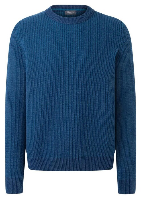 Maerz Crew Neck Wool Rib Knit Pullover Dusk Blue