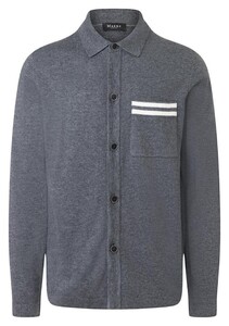 Maerz Double Stripe Details Mercerized Cotton Wool Vest Ink Blue